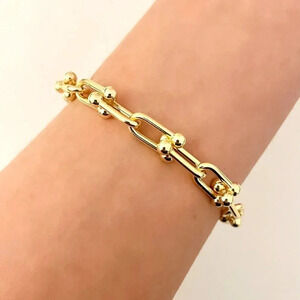 925 Sterling Silver Minimalist Bracelet U Link Hardware Chain Link Bracelet